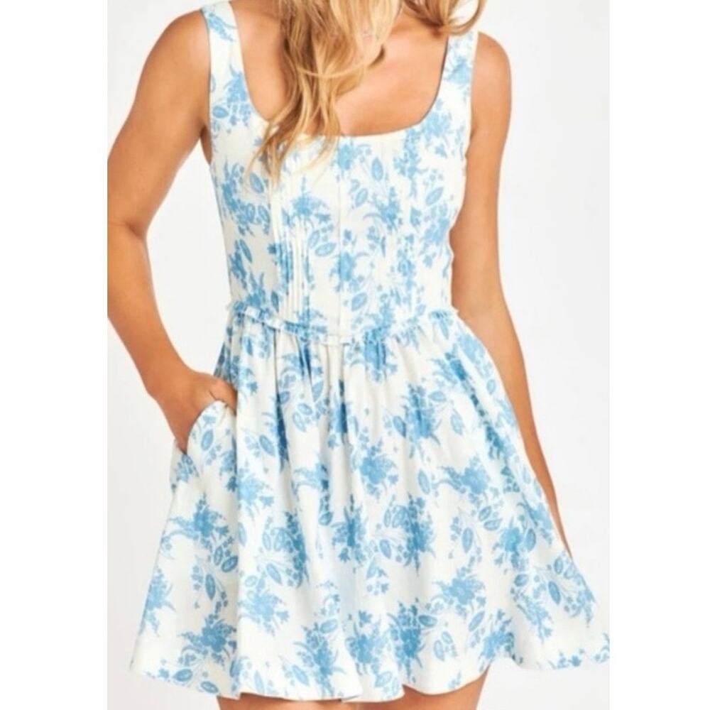 LOVESHACKFANCY Linen Dress Blue Floral Feminine | Coastal Chic Hamptons Preppy 6 - Picture 13 of 13